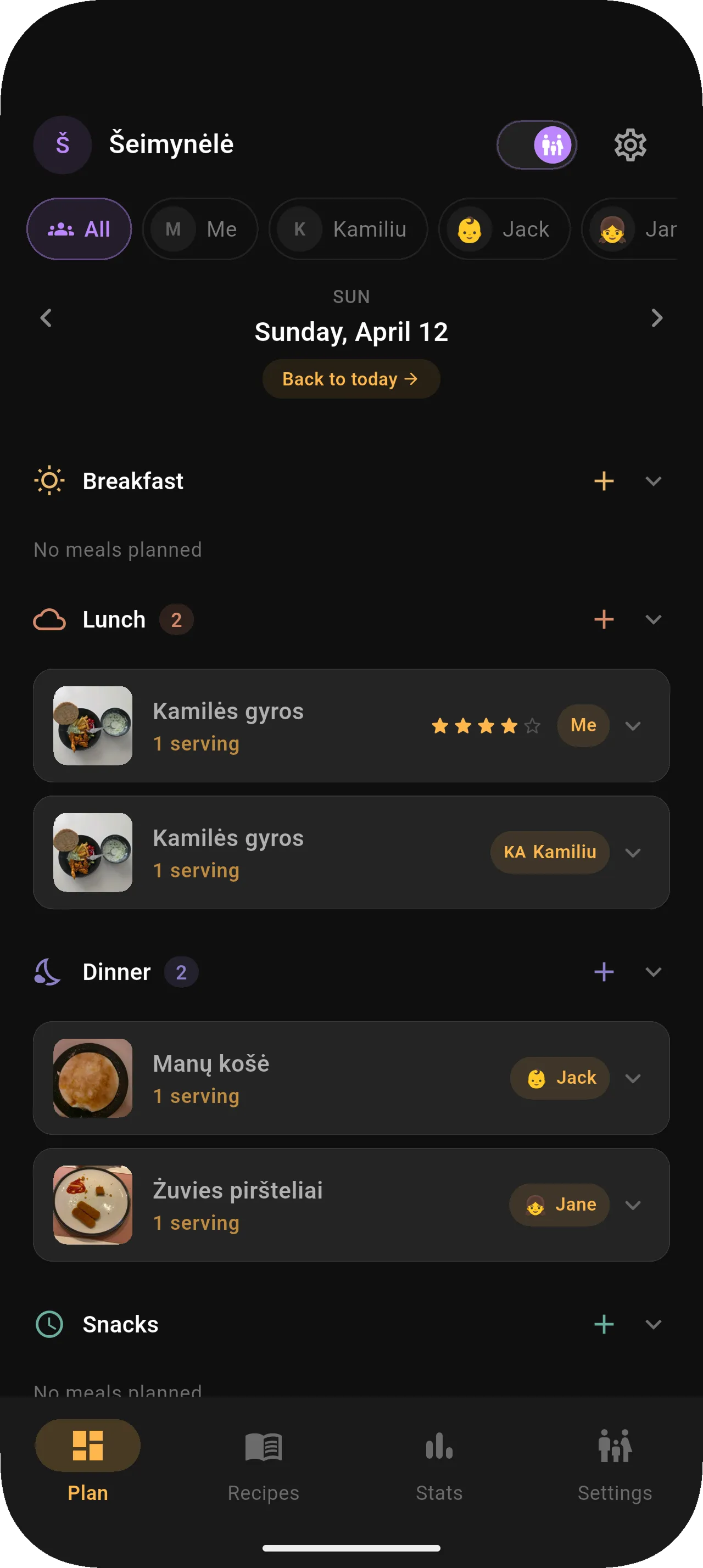 Forkplate family meal plan — plan meals together, rate dishes, and coordinate with family members